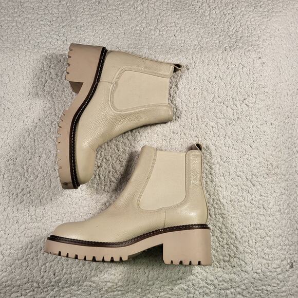 Nordstrom Miah Water Resistant Chelsea Lug Boot  Ivory Birch  Womens size 8 - Picture 3 of 6